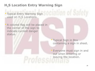 H2s Flags Hydrogen Sulfide H2S hazards and control measures presentation | PPTX