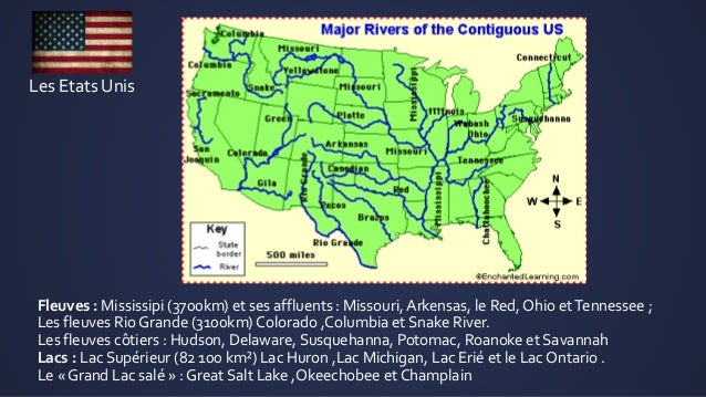 carte des etats unis river