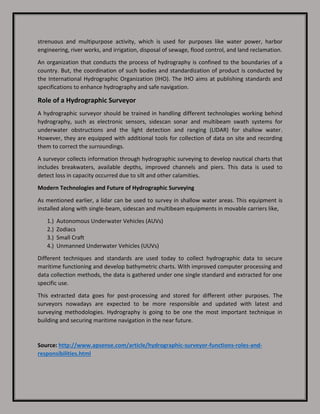 Hydrographic Surveyor | Functions, Roles And Responsibilities