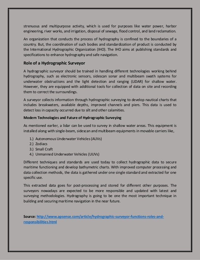 Hydrographic Surveyor Functions Roles And Responsibilities - a hydrographic survey is a hydrographic surveyor functions roles responsibilities 2