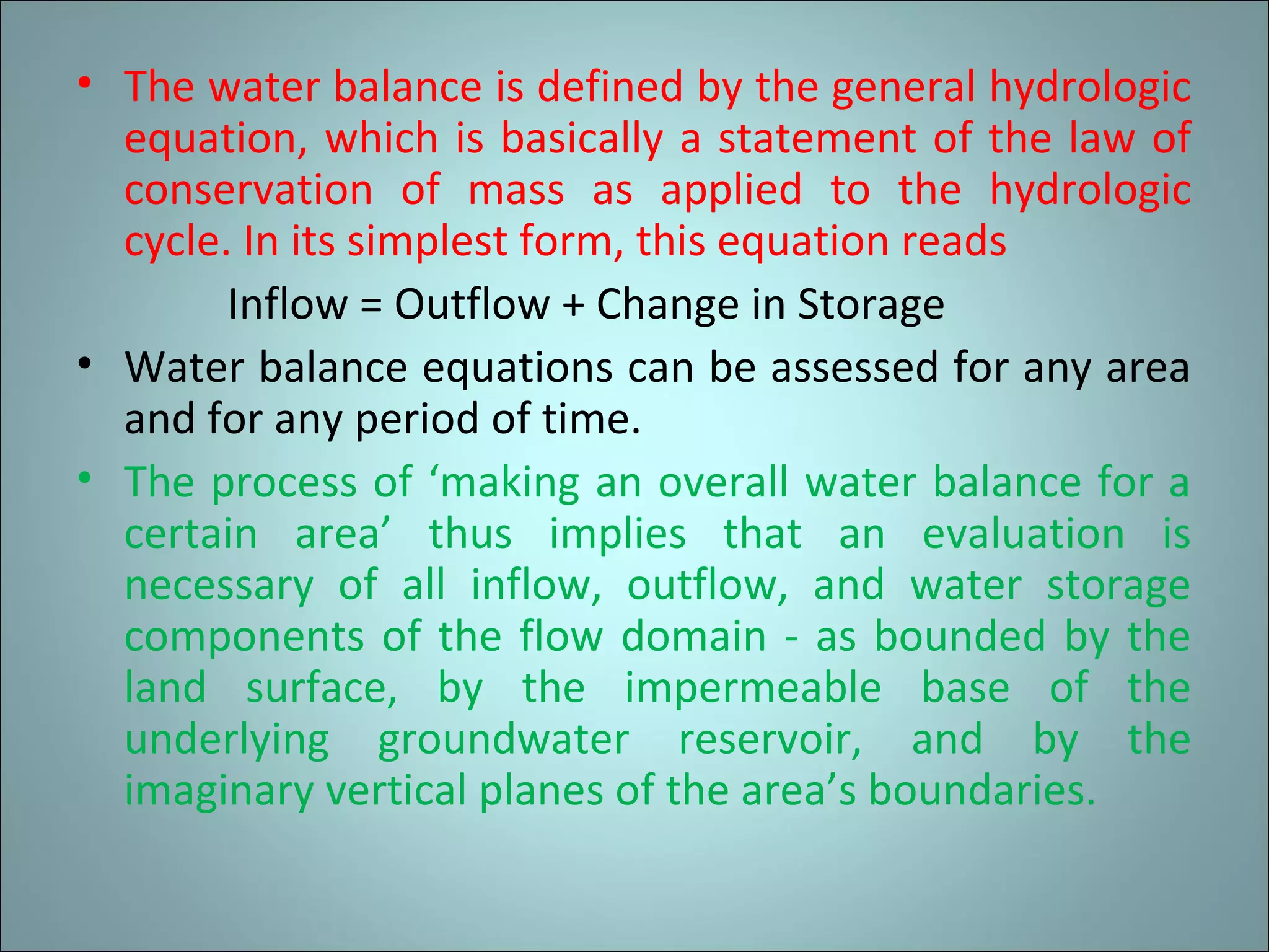 Hydrologic cycle and field water balance | PPT