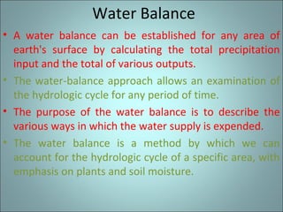 Hydrologic cycle and field water balance | PPT