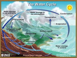 Water never leaves the Earth. It is constantly being 
cycled through the atmosphere, ocean, and land. 
This process, known...