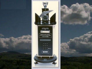Analogue Recording RaingaugesFloat Type Rain Gauge with SiphonStandard instrument used to quantify rainfall. Usually with Float Type Rain GaugesSystem siphons itself at a certain level (typically 25mm) Empties container completelyStores siphoned water in separate (total) containerTotal container as checkPen returns to bottom lineProblems15 seconds to siphonFreezesDigitising