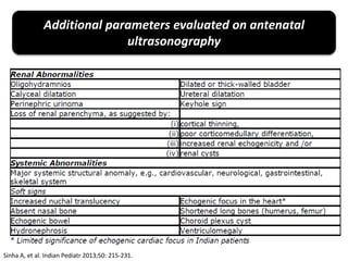 Additional parameters evaluated on antenatal
ultrasonography
Sinha A, et al. Indian Pediatr 2013;50: 215-231.
 