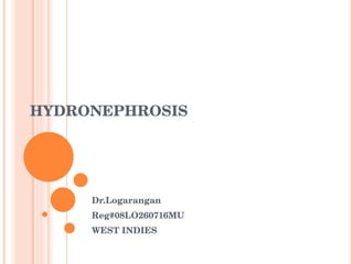 HYDRONEPHROSIS Dr.Logarangan Reg#08LO260716MU WEST INDIES 