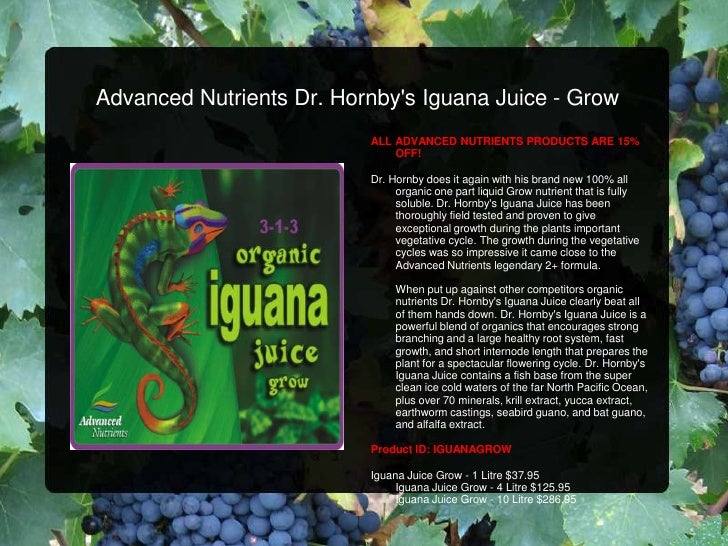 Iguana Juice Grow Feeding Chart