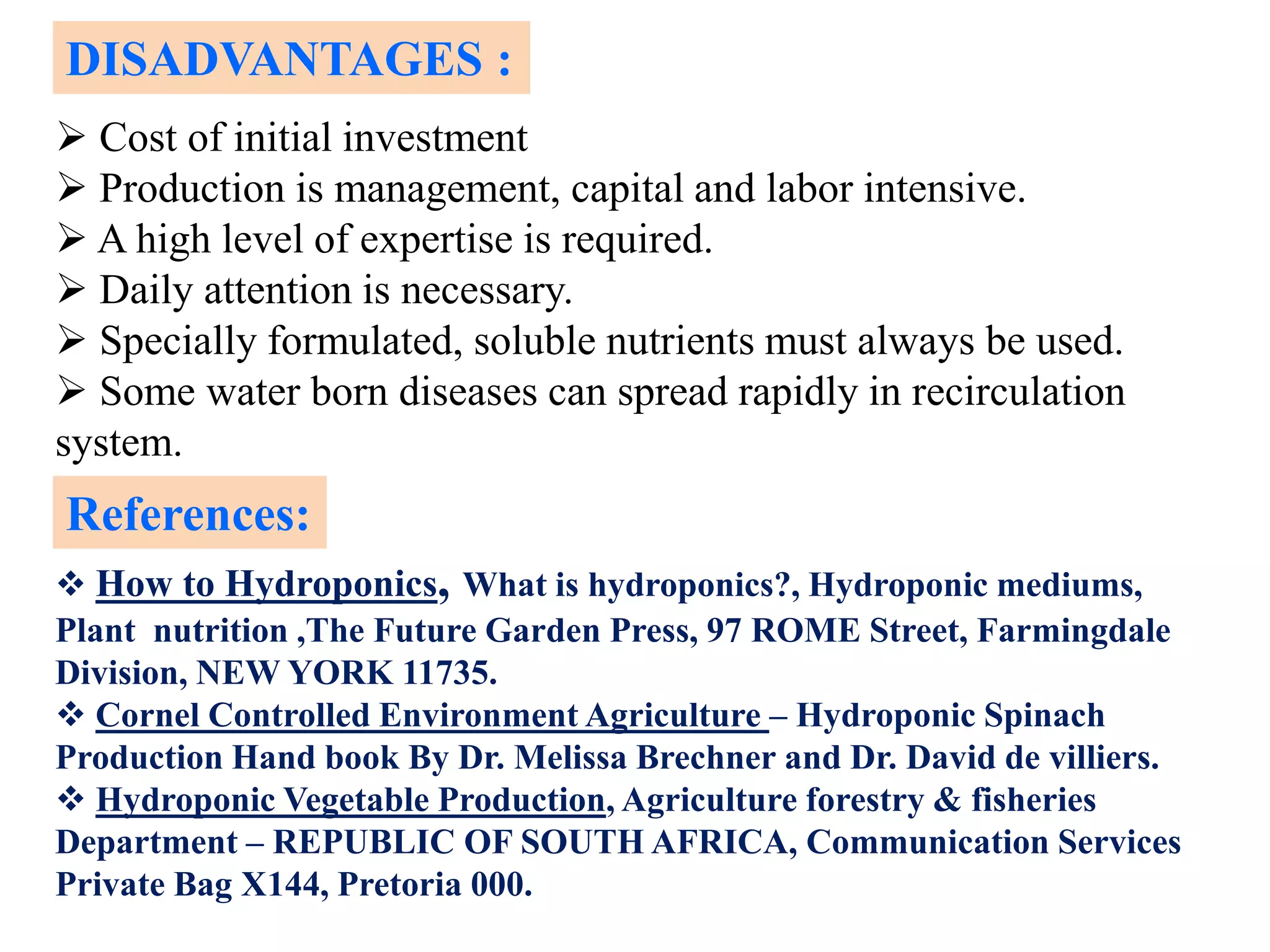 Soil less Agriculture-Hydroponics. | PPTX