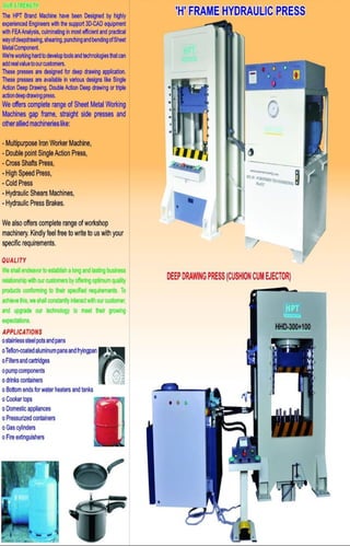 Hydro Power Tech Engineering, Rajkot, H Frame Hydraulic Presses | PDF