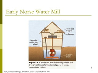 8
Early Norse Water Mill
Boyle, Renewable Energy, 2nd
edition, Oxford University Press, 2003
 