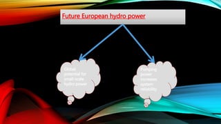 Future European hydro power
Global
potential for
small-scale
hydro power
Pumping
power
increases
system
reliability
 