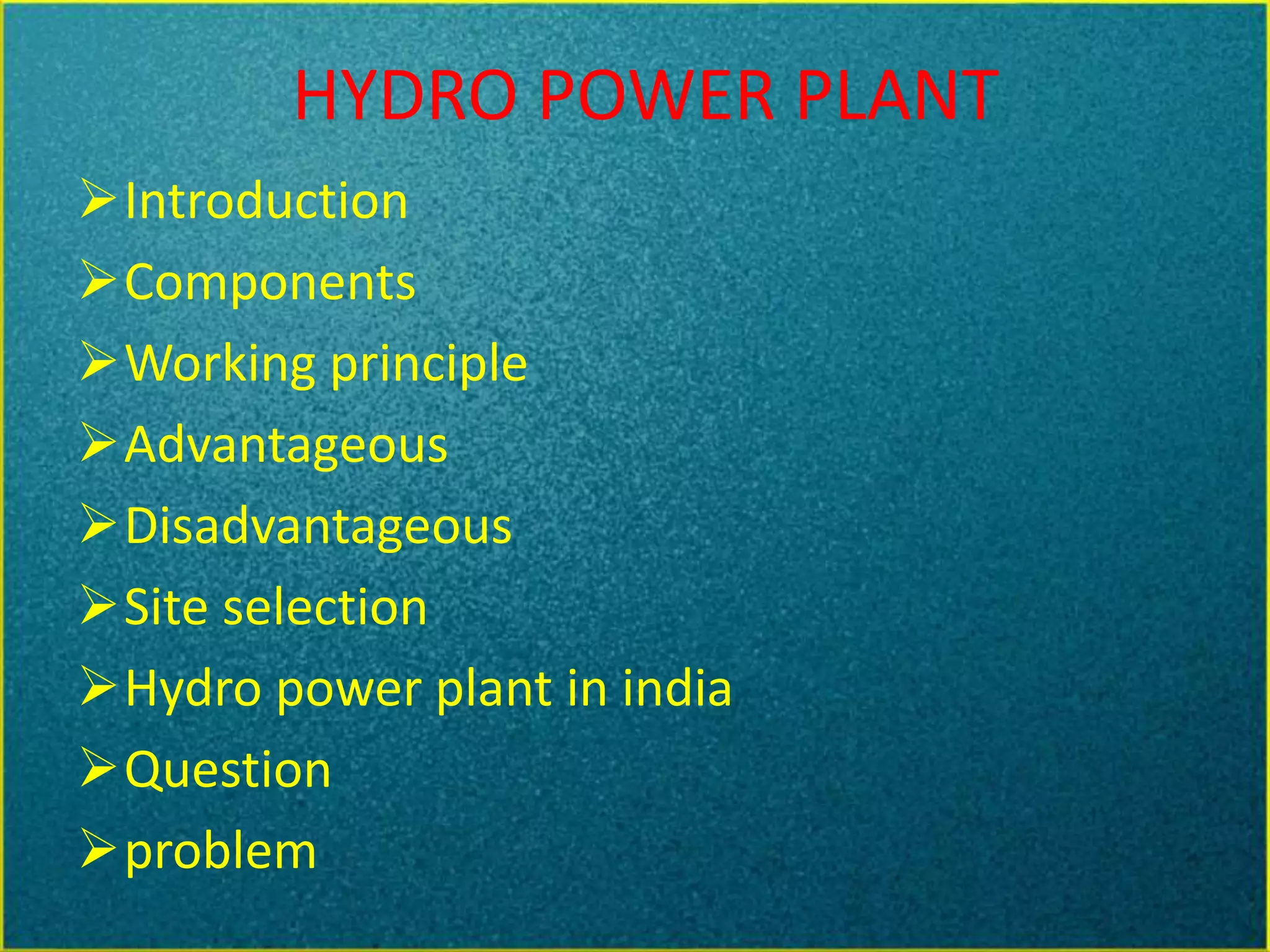 Hydro power plant | PPT