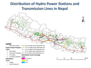 Distribution of Hydro Power Stations and
Transmission Lines in Nepal
 