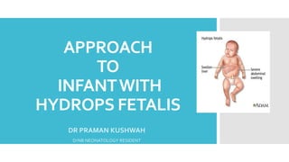 APPROACH
TO
INFANTWITH
HYDROPS FETALIS
DR PRAMAN KUSHWAH
DrNB NEONATOLOGY RESIDENT
 