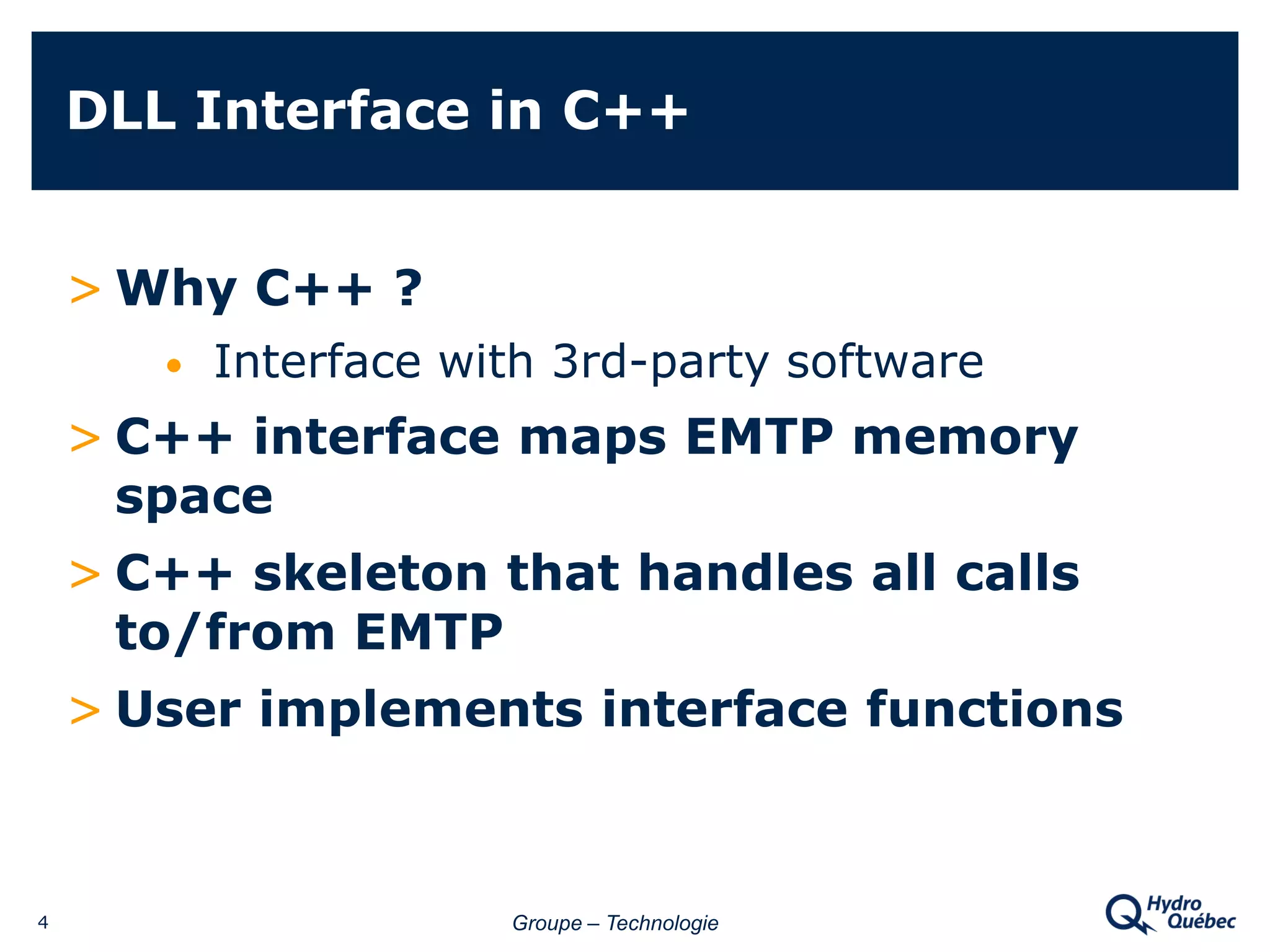 Hydro Quebec Roumy Interfacing Emtp Rv Withothersoftware Using C++