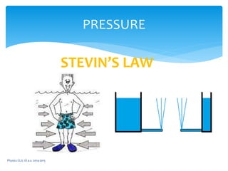Physics CLIL 1D a.s. 2014-2015
PRESSURE
STEVIN’S LAW
 