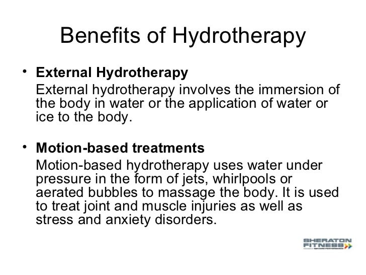 hydrotherapy and how its used for therapeutic purposes Define hydrotherapy, cryotherapy and thermotherapy hydrotherapy the external therapeutic use of water and complementary agents, such as soap and water. hydrotherapy and how its used for therapeutic purposes Define hydrotherapy, cryotherapy and thermotherapy hydrotherapy the external therapeutic use of water and complementary agents, such as soap and water.