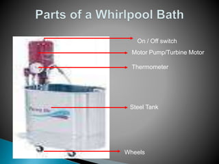 Motor Pump/Turbine Motor
Thermometer
Steel Tank
Wheels
On / Off switch
 
