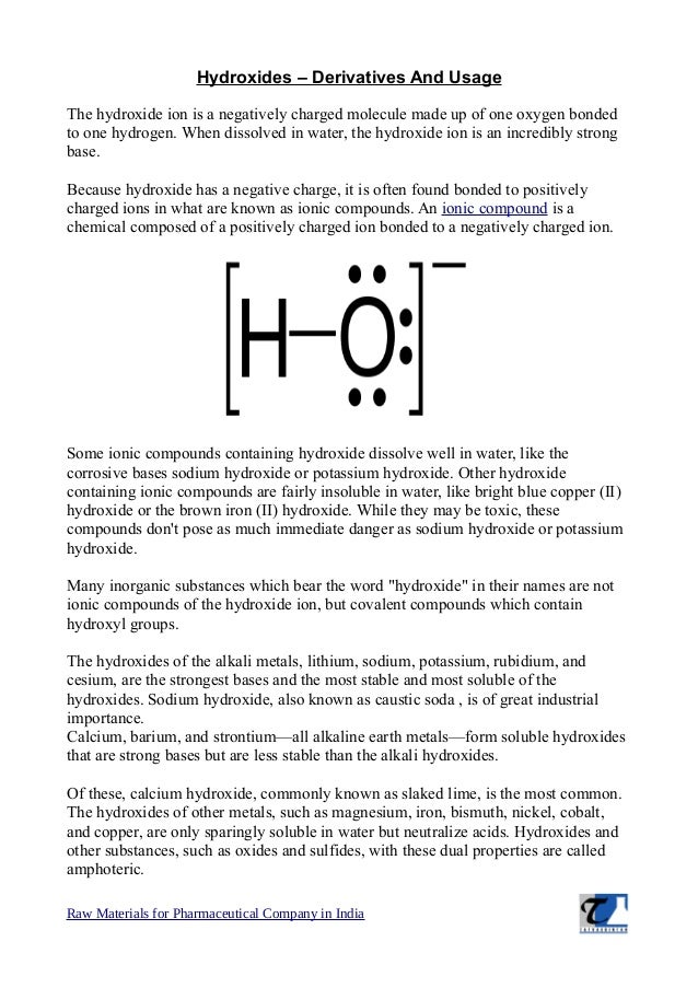 Usage of Hydroxides in Day to Day life