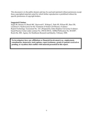 Hydroxyurea for the treatment of sickle cell disease2 | PDF