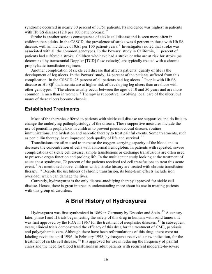 Hydroxyurea Side Effects In Sickle Cell Patients