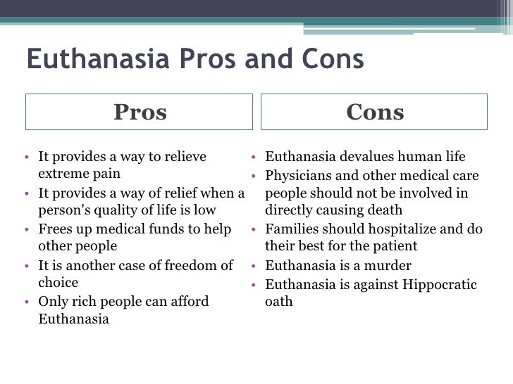 pros and cons euthanasia essay