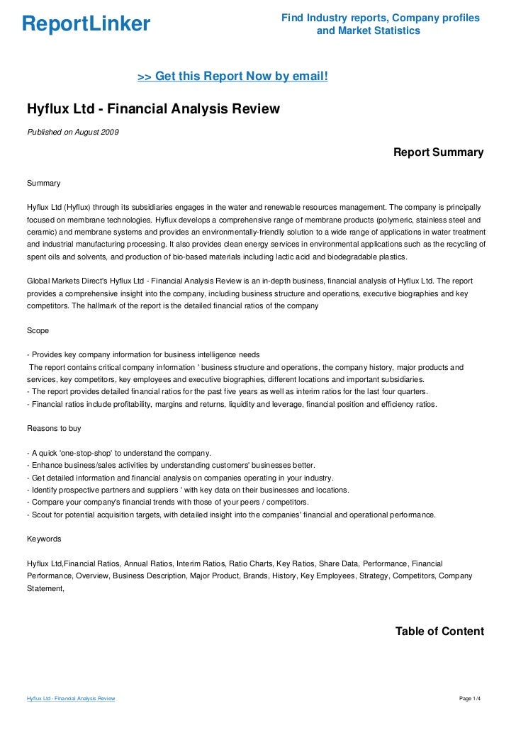 Hyflux Ltd - Financial Analysis Review