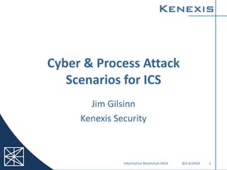 Cyber & Process Attack
Scenarios for ICS
Jim Gilsinn
Kenexis Security
8/5-6/2014Information Revolution 2014 1
 