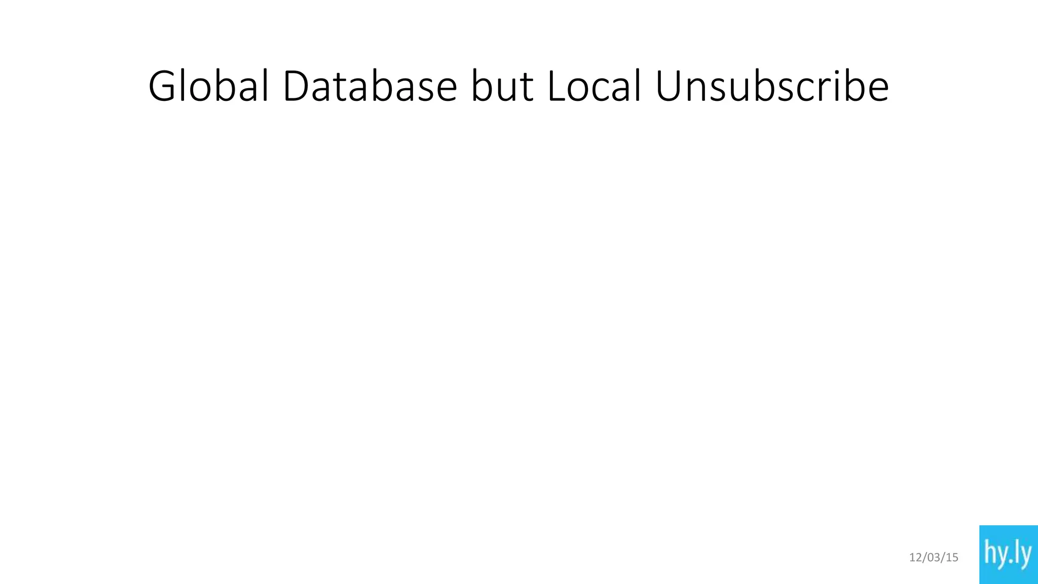 Global Database but Local Unsubscribe
12/03/15
 