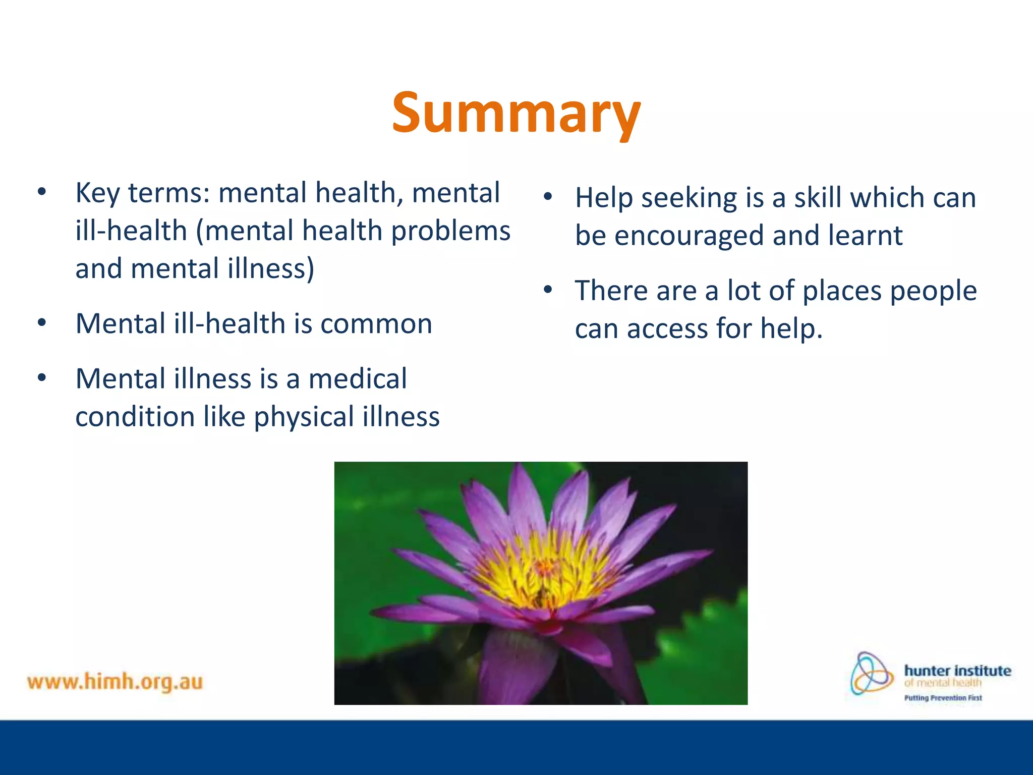Mental health and mental ill-health in young people | PPTX