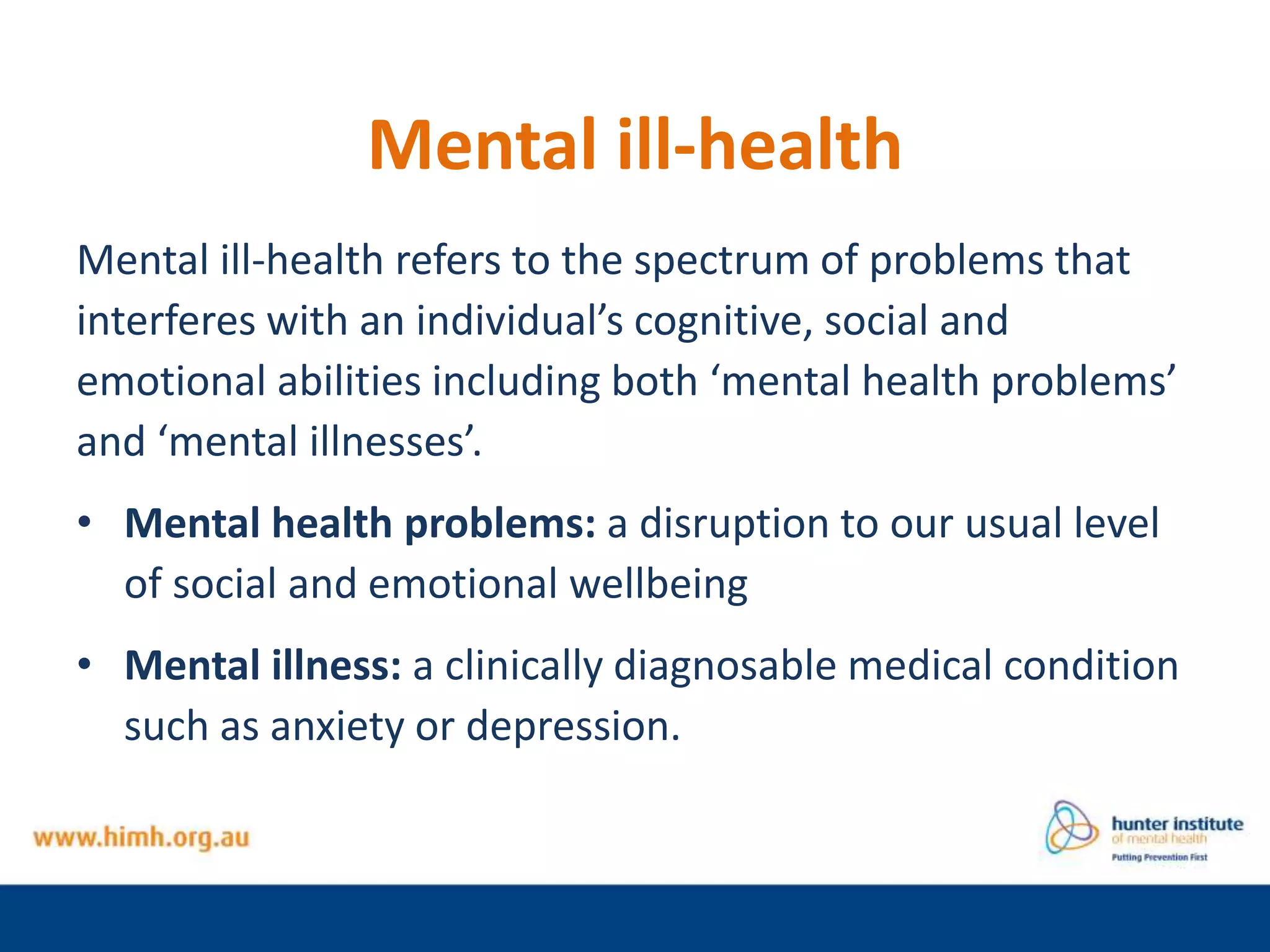 Mental health and mental ill-health in young people | PPTX