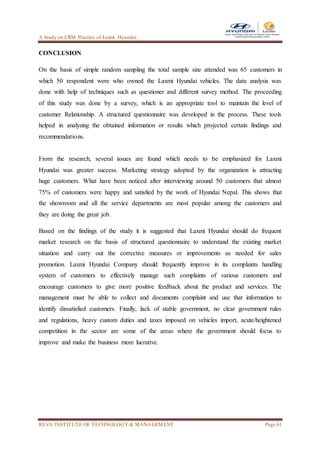 Hyundai Questionnaire.pdf a study on CRM practise of LAXMI HYUNDAI(NEPAL) | DOCX