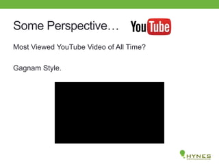 Some Perspective…
Most Viewed YouTube Video of All Time?
Gagnam Style.
 
