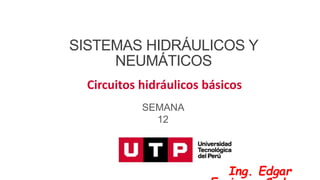 SISTEMAS HIDRÁULICOS Y
NEUMÁTICOS
Circuitos hidráulicos básicos
SEMANA
12
Ing. Edgar
 