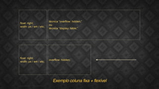 Exemplo coluna fixa + flexível
F.biz | COMPANY CONFIDENTIAL

 