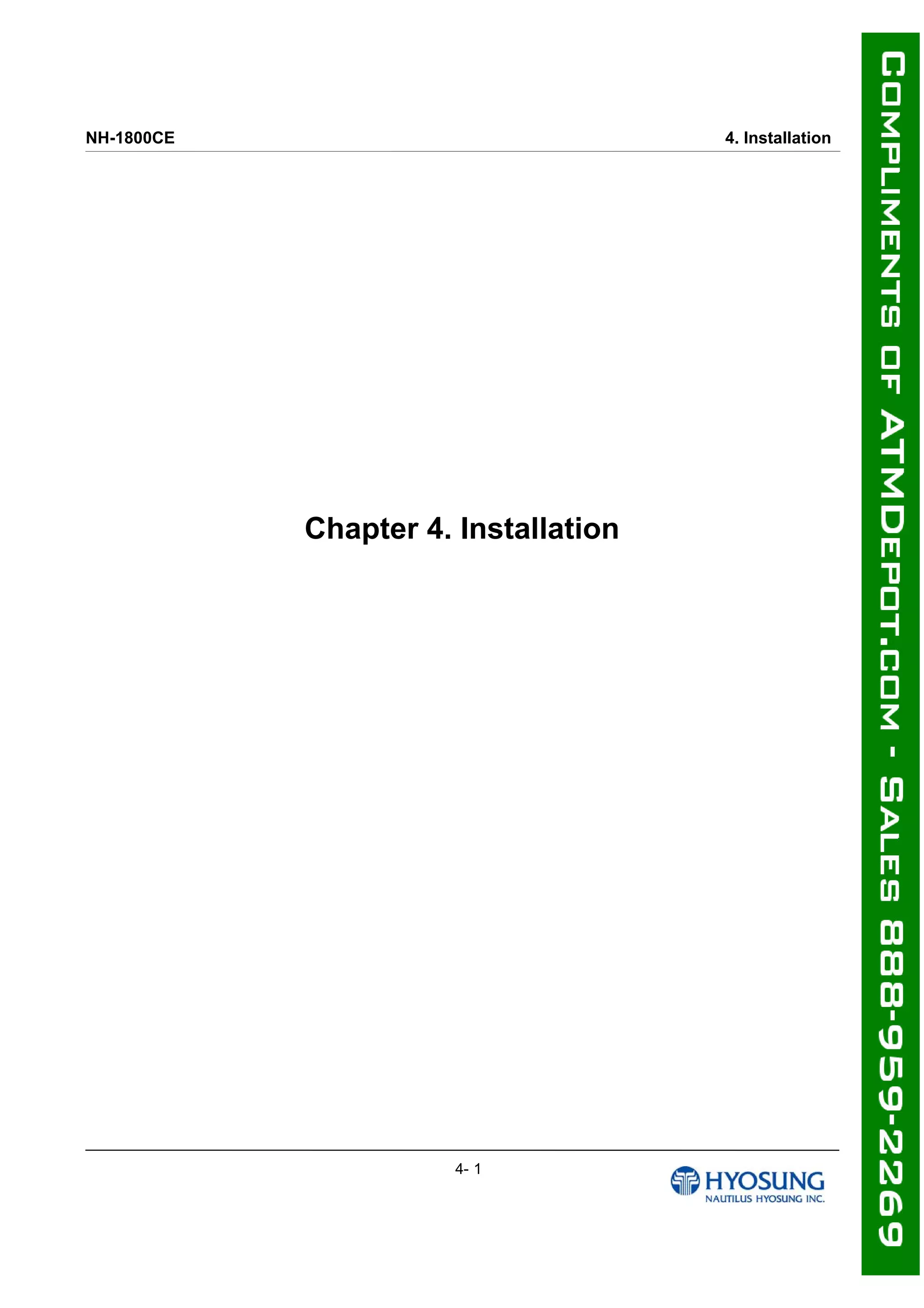 NH-1800CE 4. Installation
Chapter 4. Installation
4- 1
 