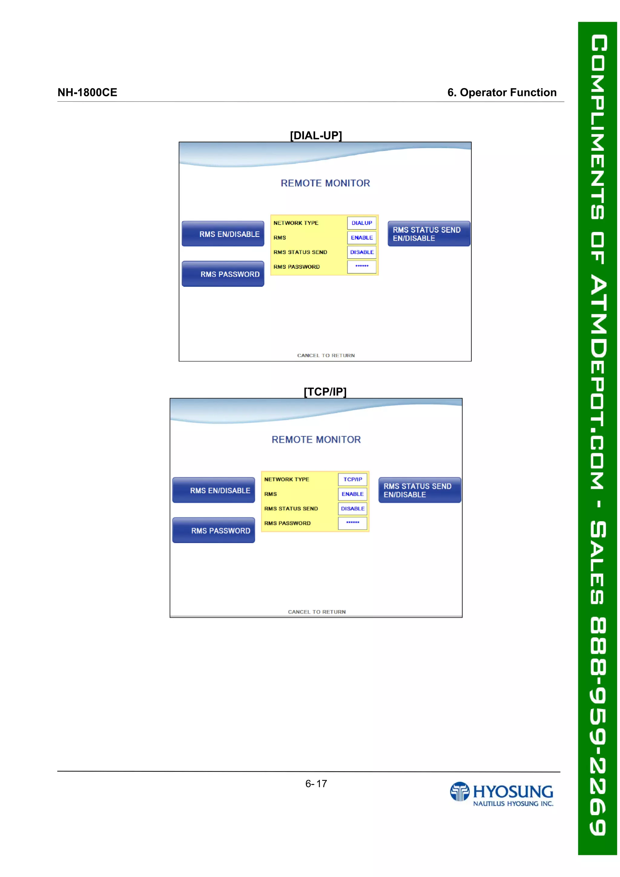 NH-1800CE 6. Operator Function
[DIAL-UP]
[TCP/IP]
6- 17
 