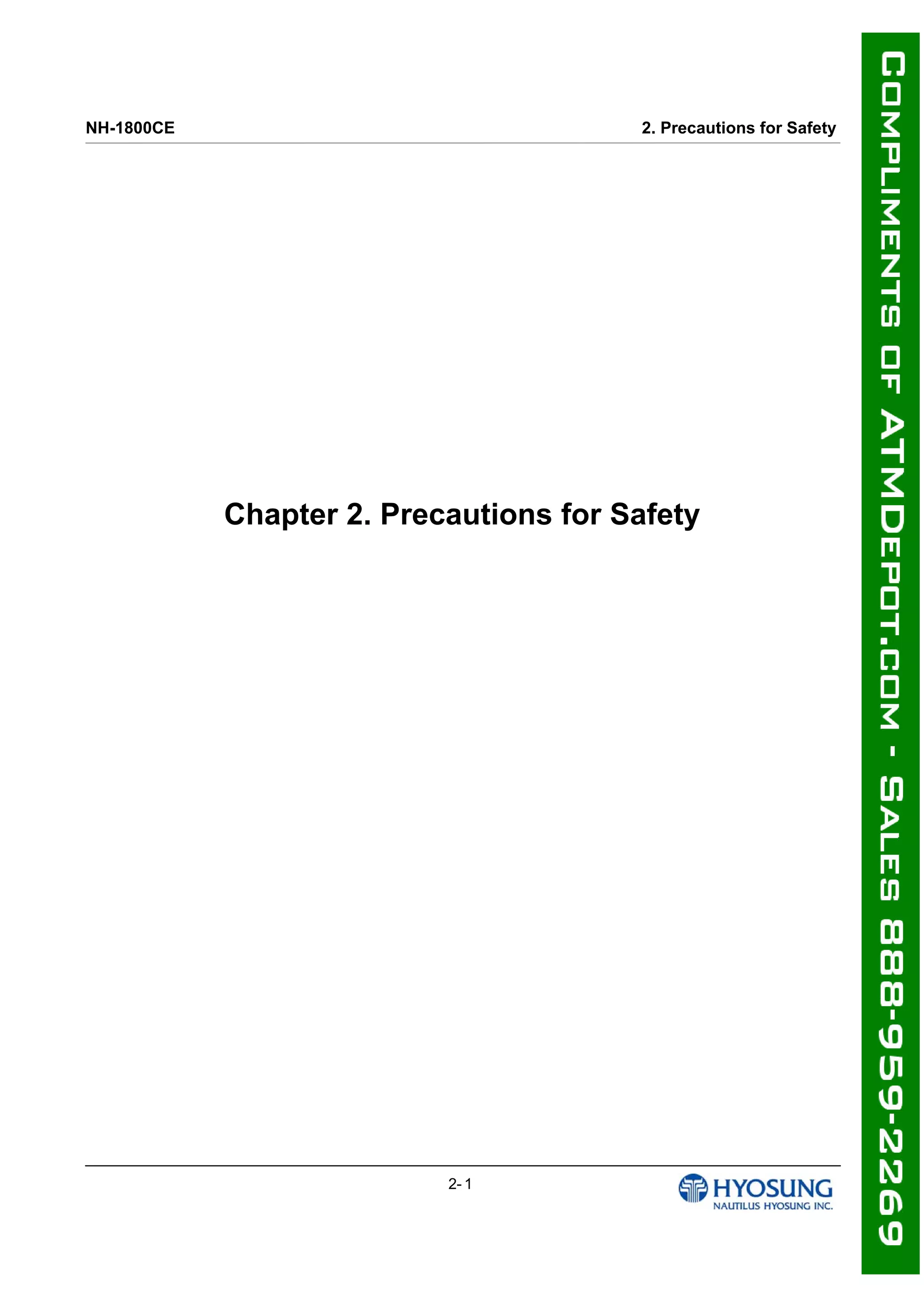 NH-1800CE 2. Precautions for Safety
Chapter 2. Precautions for Safety
2- 1
 