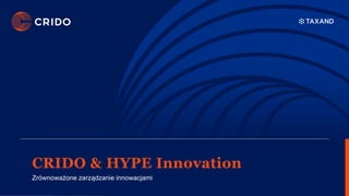 CRIDO & HYPE Innovation
Zrównoważone zarządzanie innowacjami
 