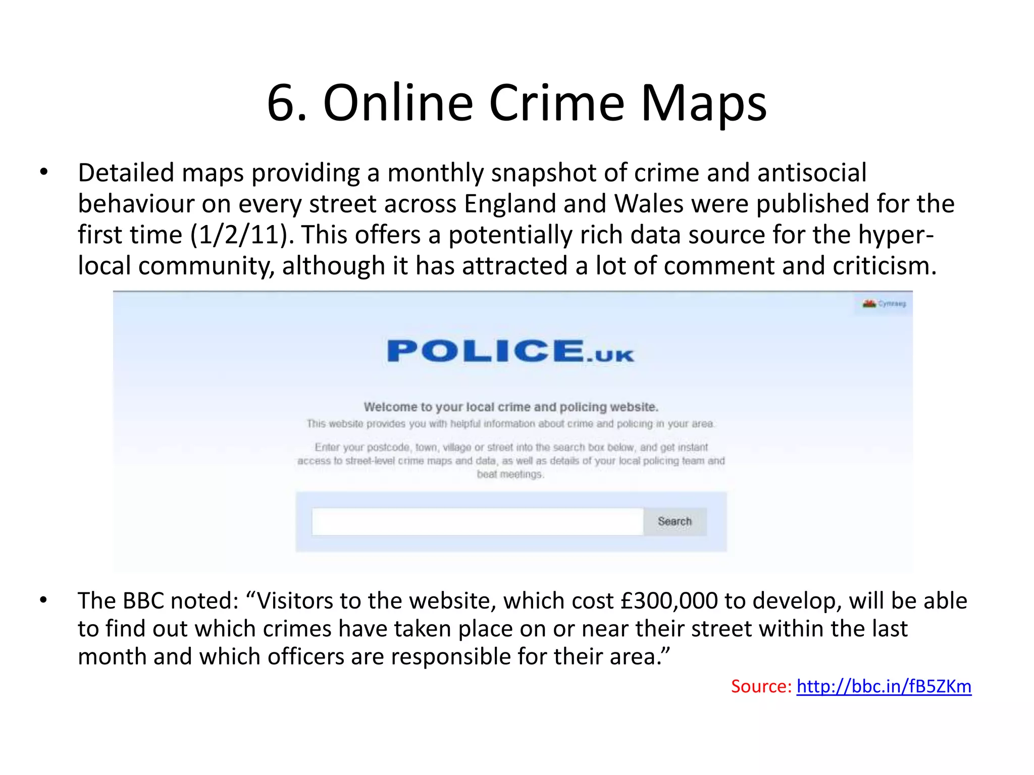 2. Localism and DecentralisationThe Localism Bill was presented to Parliament on 13 December 2010. There was no debate on the Bill at that stage. The Second Reading debate is slated for 17 January 2011. “This Bill will shift power from central government back into the hands of individuals, communities and councils. We are committed to this because over time central government  has become too big, too interfering, too controlling and too bureaucratic. This has  undermined local democracy and individual responsibility, and stifled innovation and enterprise within public services.”Key areas likely to excite/exercise the hyper-local community:allowing councils to choose to return to the committee system of governance and allowing for referendums for elected mayors in certain authoritiesintroducing local accountability and a criminal offence of deliberate failure to declare a personal interest in a mattergiving residents the power to instigate local referendums on any local issue and the power to veto excessive council tax increasesproviding new powers to help save local facilities and services threatened with closure, and giving voluntary and community groups the right to challenge local authorities over their services.