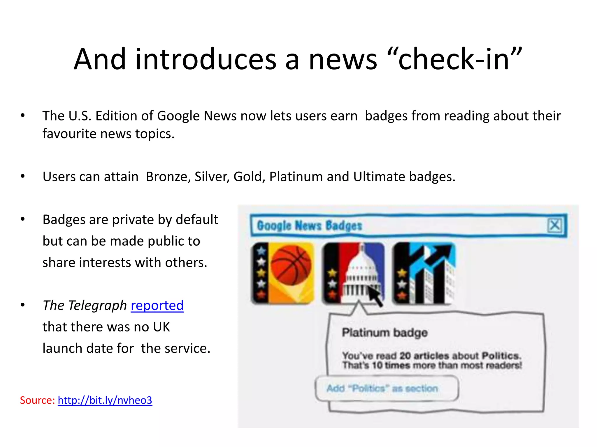 2: Google moves into DealsGoogle has bought daily deal aggregator The Dealmap for an undisclosed amount.The newly-acquired company, which was launched last May, said: "Google provides the ideal platform to help us accelerate our growth and fulfil our mission. Joining Google will help us innovate in new and unexplored areas of commerce." Dealmap has more than 2m users, with its app downloaded to iPhone and Android phones more than 1m times. 								Sources: 									http://reut.rs/rcHRvs								and  http://bit.ly/qQlNZp.