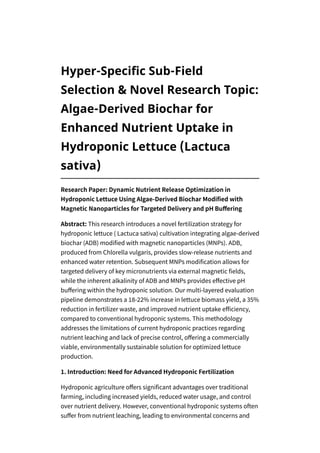 Curated visual reference: Nutrient Uptake Strategies For Preventing Bestest Algae Growth Reference: Hyper Specific Sub Field Selection Novel Research Topic Algae Derived