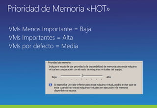 Prioridad de Memoria «HOT» VMs Menos Importante = BajaVMs Importantes = AltaVMs por defecto = Media