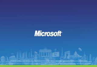 © 2010 Microsoft Corporation. All rights reserved. Microsoft, Windows, Windows Vista and other product names are or may be registered trademarks and/or trademarks in the U.S. and/or other countries.The information herein is for informational purposes only and represents the current view of Microsoft Corporation as of the date of this presentation.  Because Microsoft must respond to changing market conditions, it should not be interpreted to be a commitment on the part of Microsoft, and Microsoft cannot guarantee the accuracy of any information provided after the date of this presentation.  MICROSOFT MAKES NO WARRANTIES, EXPRESS, IMPLIED OR STATUTORY, AS TO THE INFORMATION IN THIS PRESENTATION.