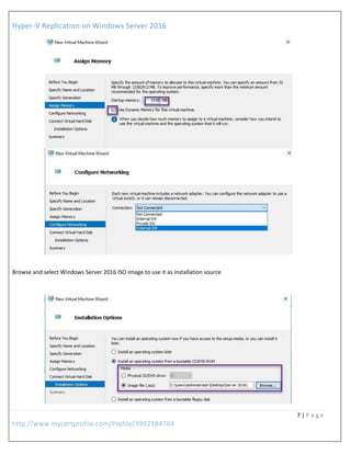 Hyper v replication on windows server 2016 step by step | PDF