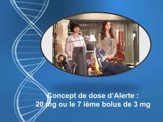 Concept de dose d’Alerte :
20 mg ou le 7 ième bolus de 3 mg
 