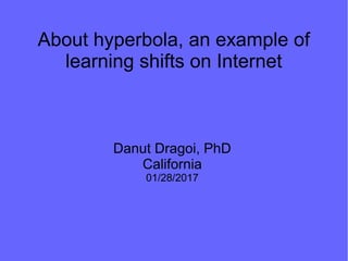 About hyperbola, an example of
learning shifts on Internet
Danut Dragoi, PhD
California
01/28/2017
 