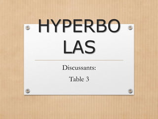 HYPERBO
LAS
Discussants:
Table 3
 