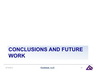 CONCLUSIONS AND FUTURE
WORK
8/14/2015 Contrext, LLC 35
 