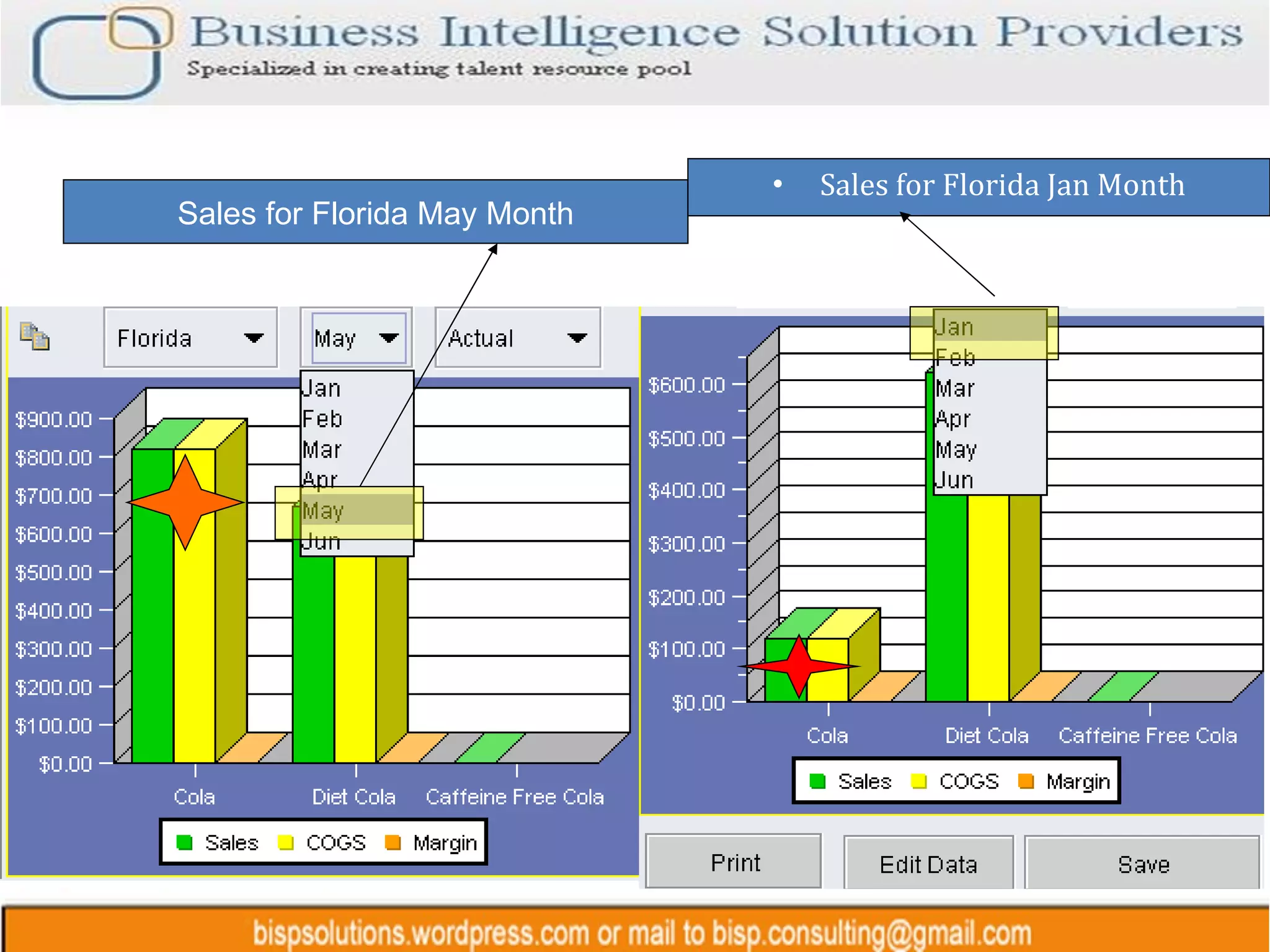 Sales for Florida Jan Month Sales for Florida May Month 